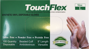 High-Performance Disposable Vinyl Latex-Free TouchFlex™ Gloves 100-Count Box